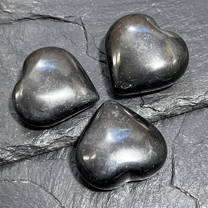 Black Onyx Puffy Heart Crystal Carving