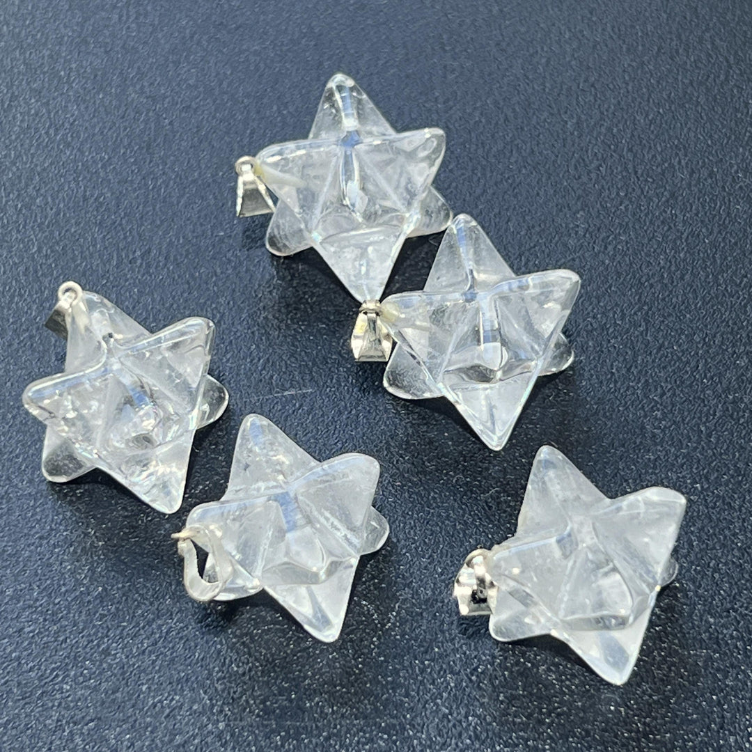 Quartz Crystal Merkaba Pendant (Silver Bail)