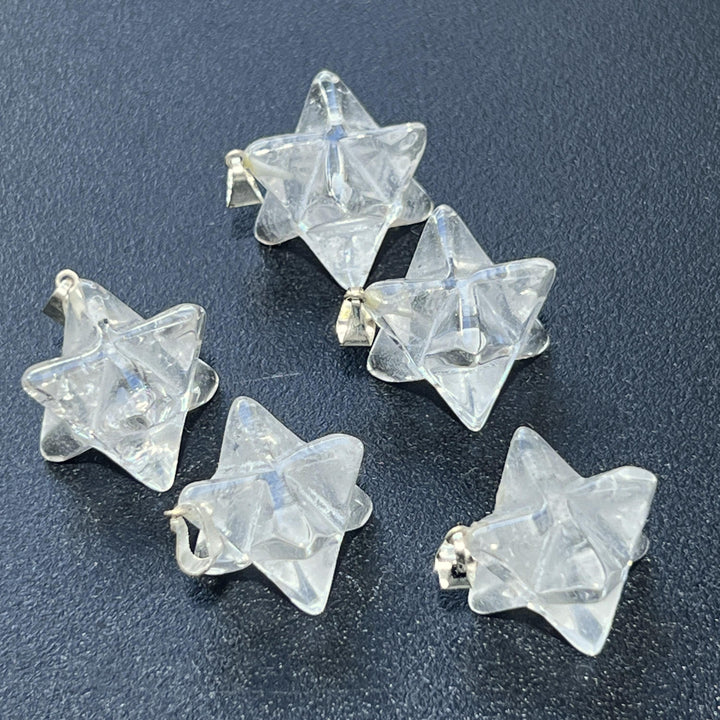 Quartz Crystal Merkaba Pendant (Silver Bail)