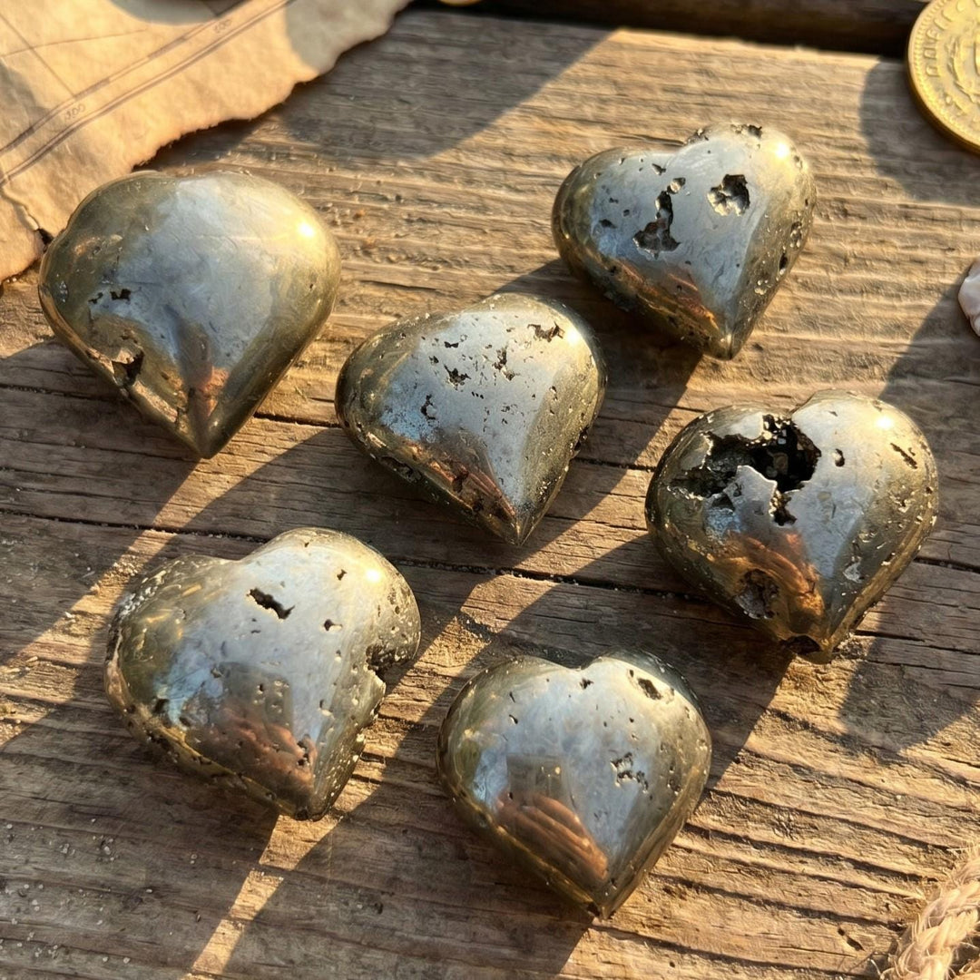 Iron Pyrite Crystal Puffy Heart Carving