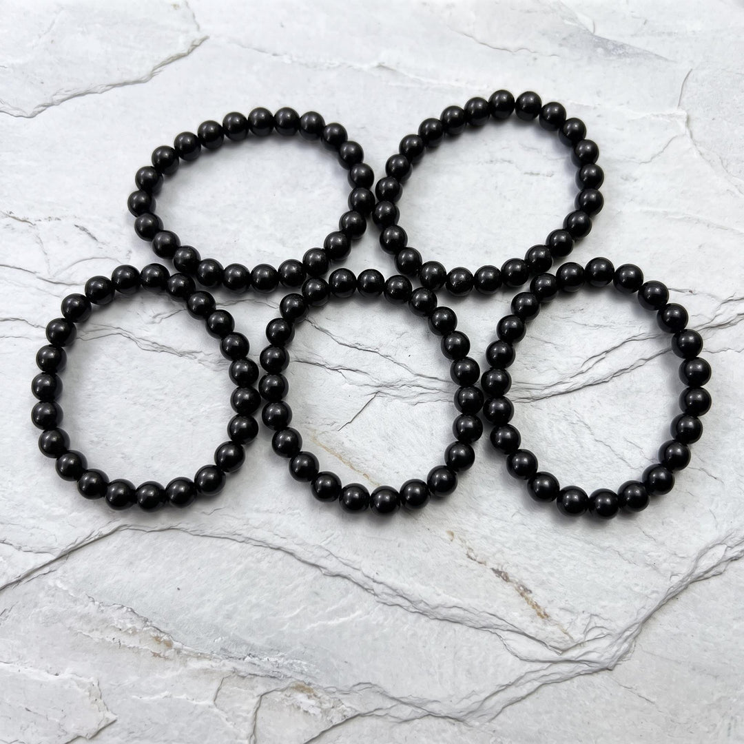 Black Shungite (Type-2) Karelian Bead Stretch Bracelet (8mm Beads)