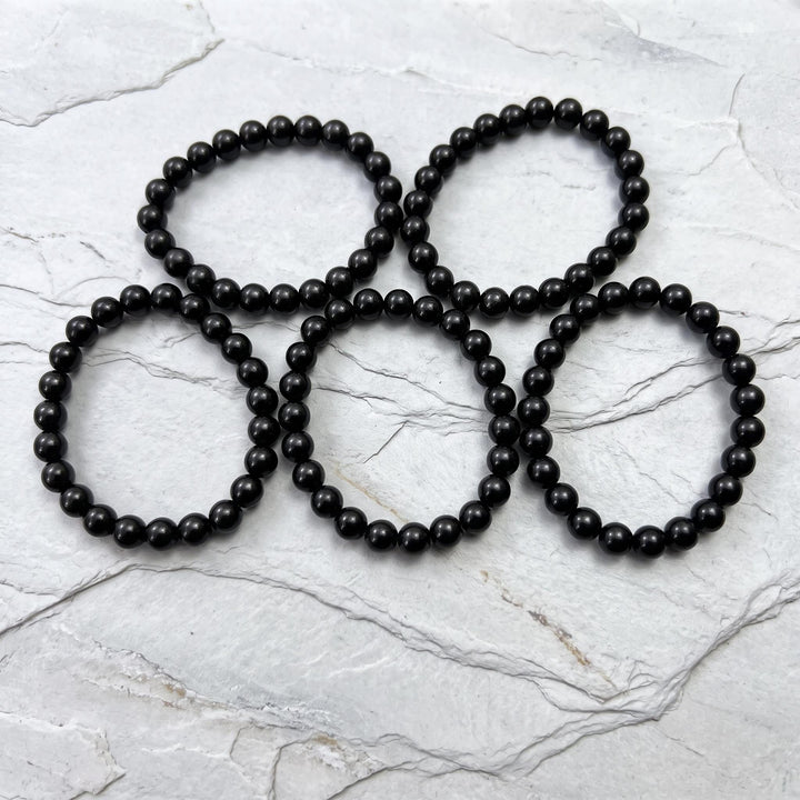 Black Shungite (Type-2) Karelian Bead Stretch Bracelet (8mm Beads)