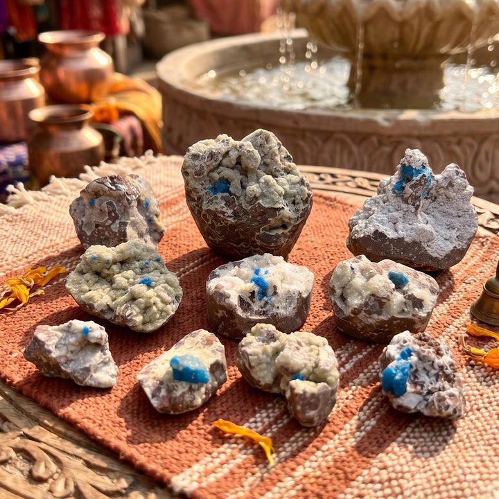 Cavansite Crystal Specimen Vanadium In Rough Matrix
