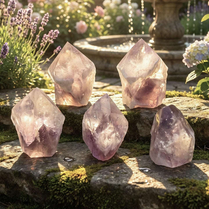 Smoky Amethyst Crystal Standing Tower Rough Point Carving