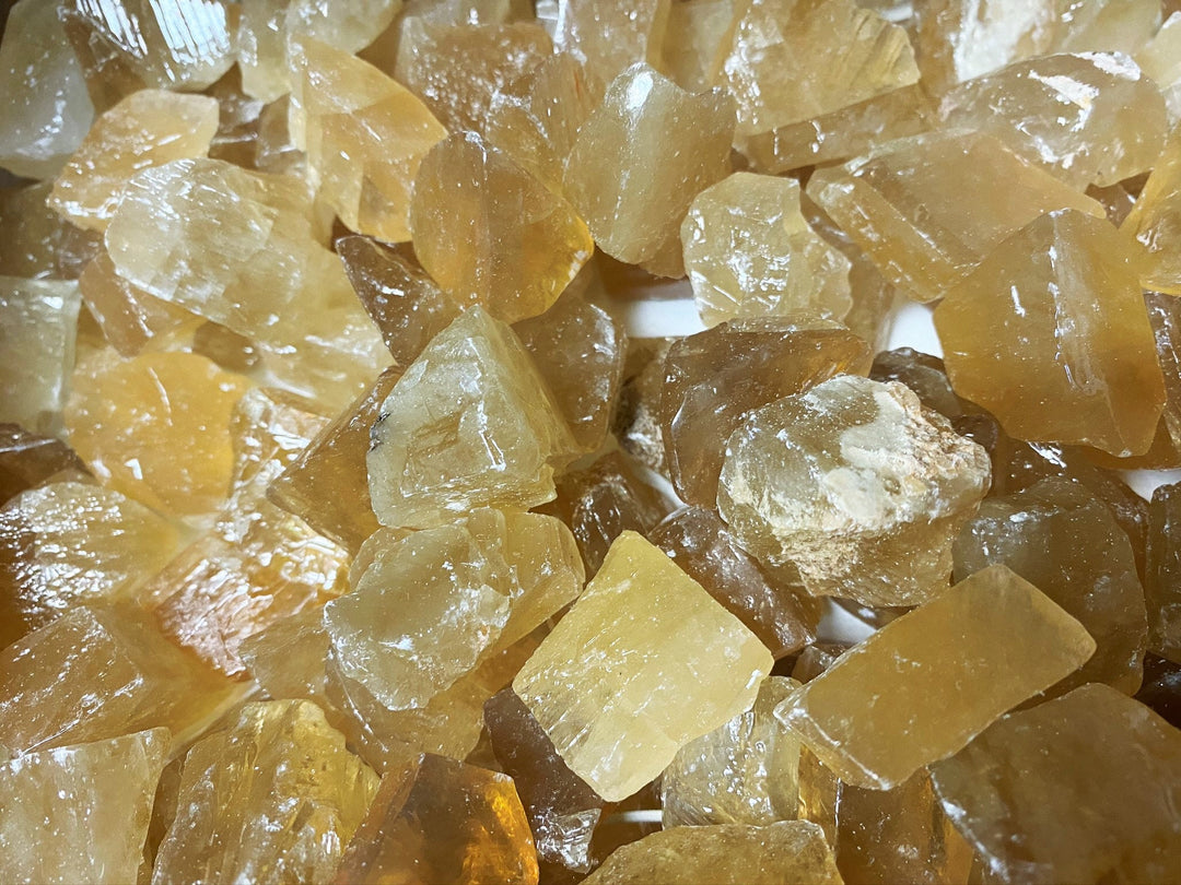 Rough Honey Amber Calcite (1/2 lb) 8 oz Bulk Wholesale Lot Half Pound Stones Raw Gemstones Natural Crystals