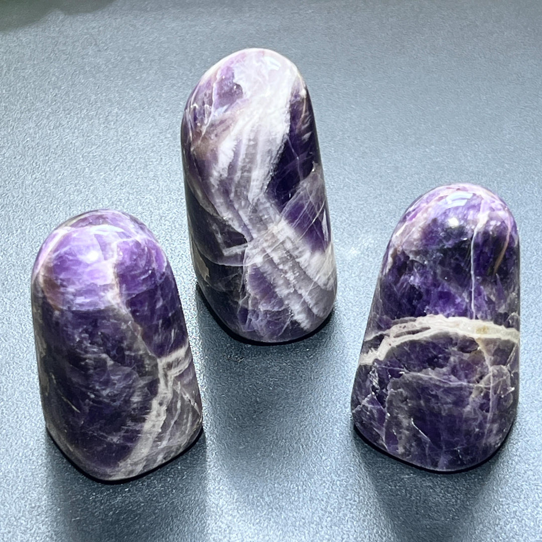 Banded Purple Amethyst Crystal Freeform Tower Carving