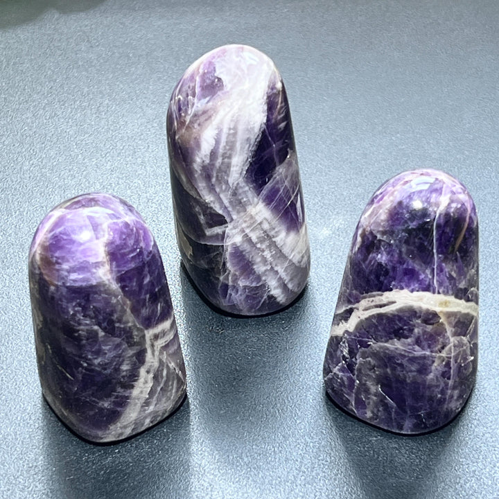 Banded Purple Amethyst Crystal Freeform Tower Carving