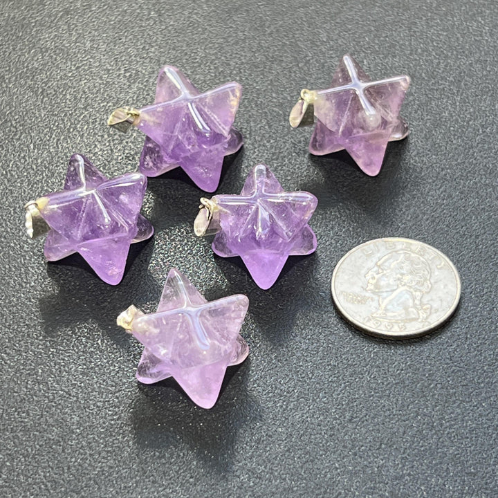 Amethyst Crystal Merkaba Pendant (Silver Bail)