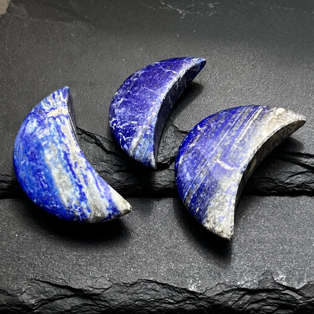 Lapis Lazuli Crescent Moon Carving (UV Reactive)