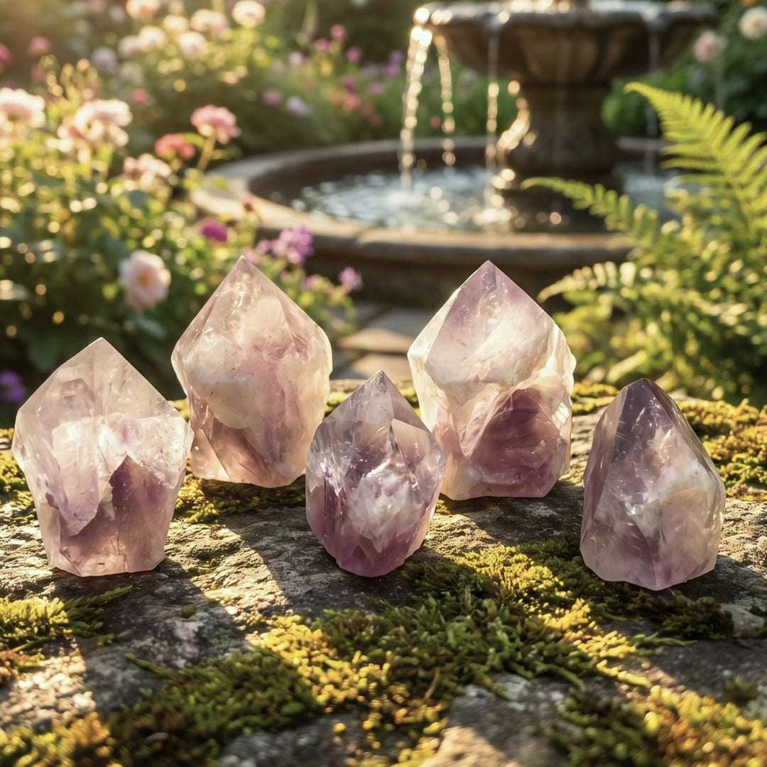 Smoky Amethyst Crystal Standing Tower Rough Point Carving