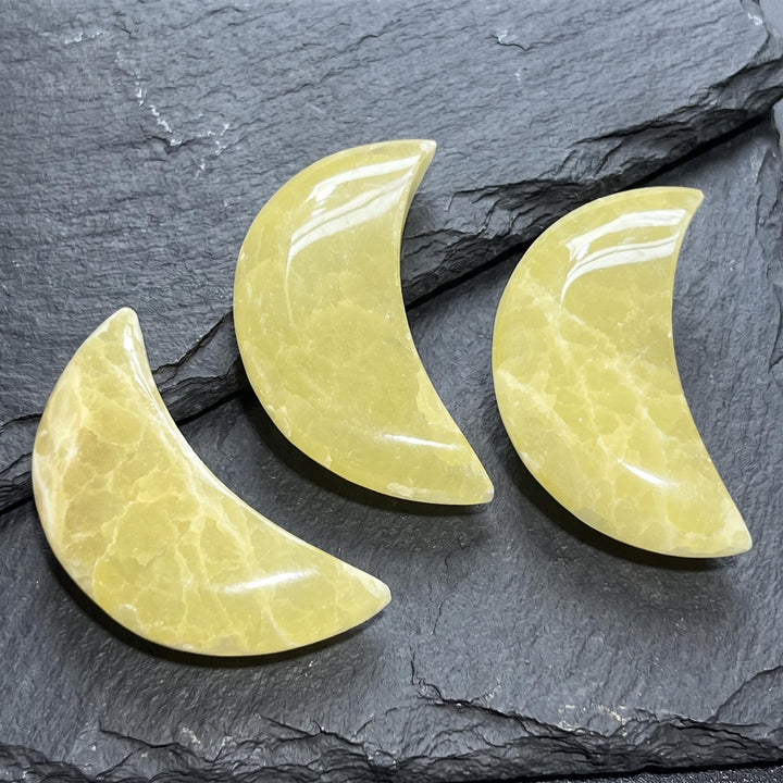 Yellow Calcite Crescent Moon Shape Carving