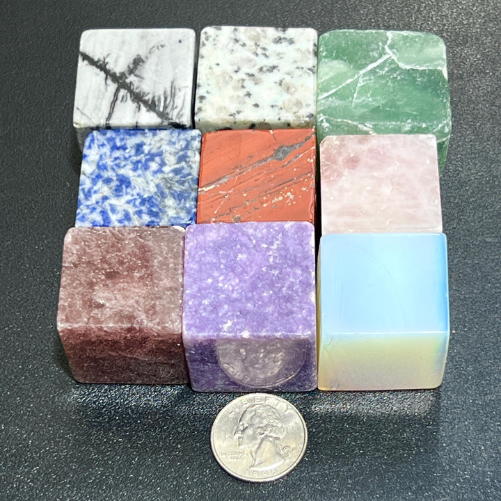 Assorted Mixed Crystal Mineral Cube Carvings
