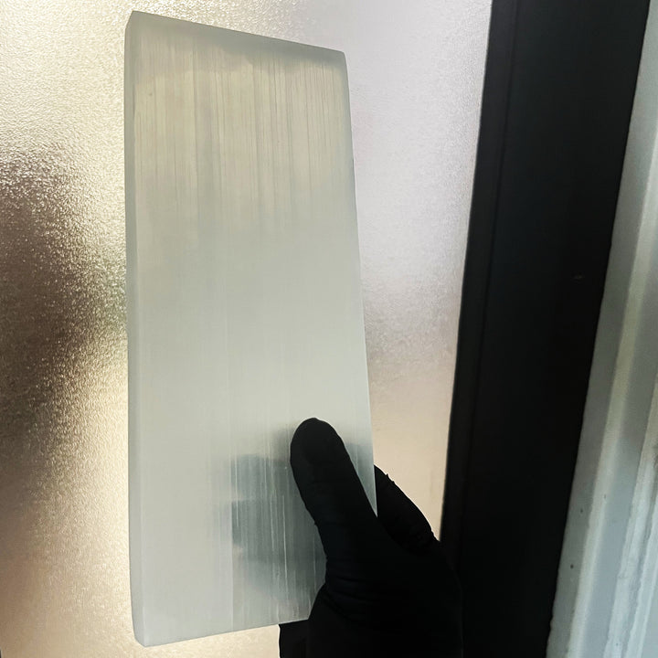 Extra Large Selenite Satin Spar Crystal Bar Plate Carving