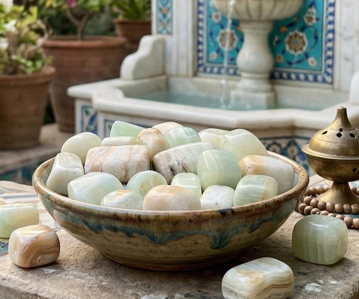 Green Blue Banded Calcite Tumbled Stones