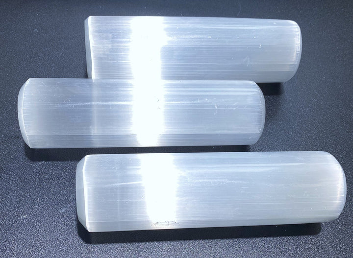 Large Selenite Satin Spar Cylinder Crystal Carving