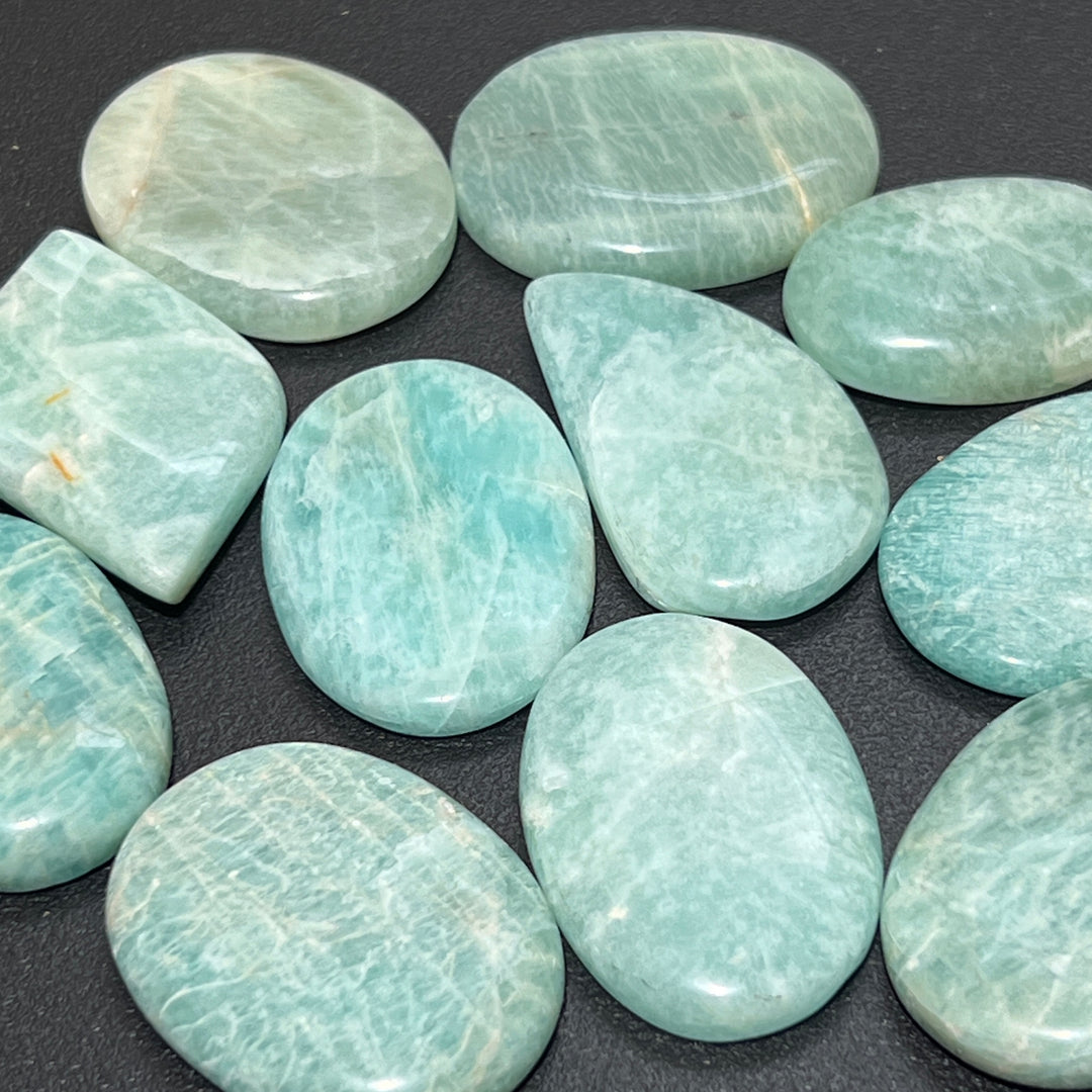 Amazonite Cabochon Lot 100 Grams ( 8 to 12 Pcs ) Bulk Wholesale Polished Natural Gemstones Healing Crystals And Stones