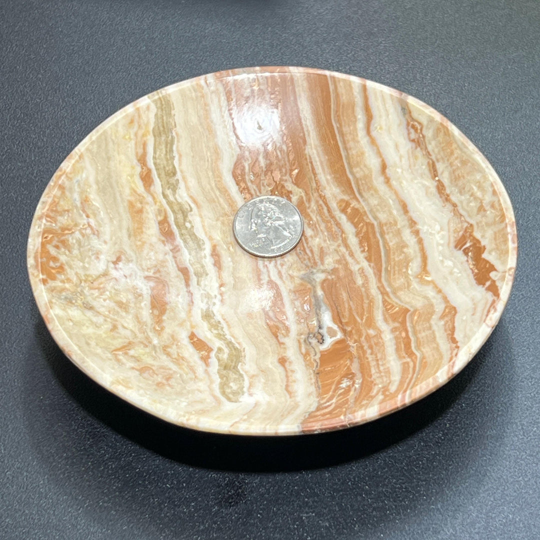 Brown Banded Calcite Stone Bowl Carving (6 Inches)