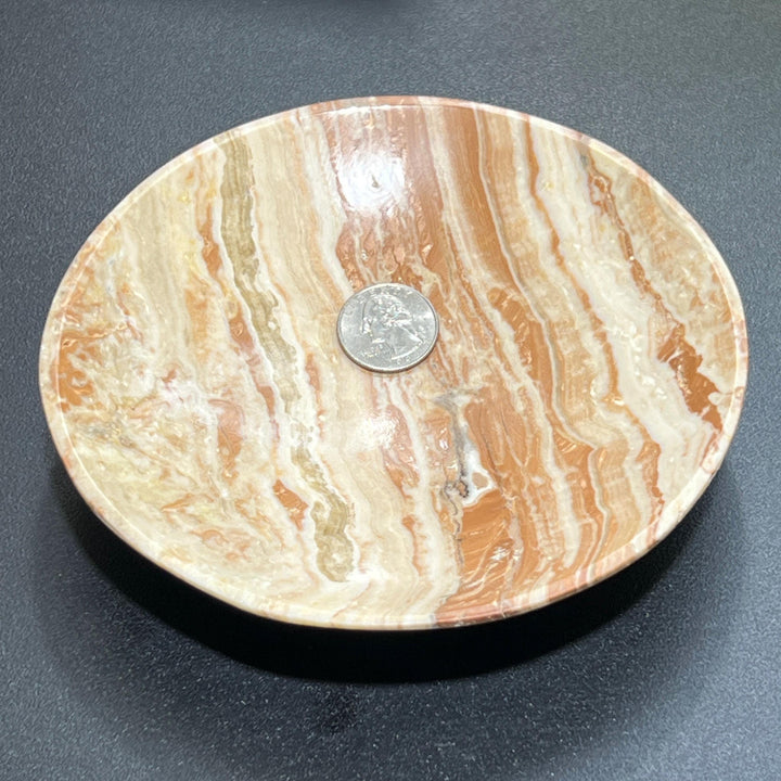 Brown Banded Calcite Stone Bowl Carving (6 Inches)