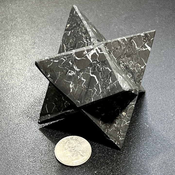 Marbled Shungite Merkaba Carving