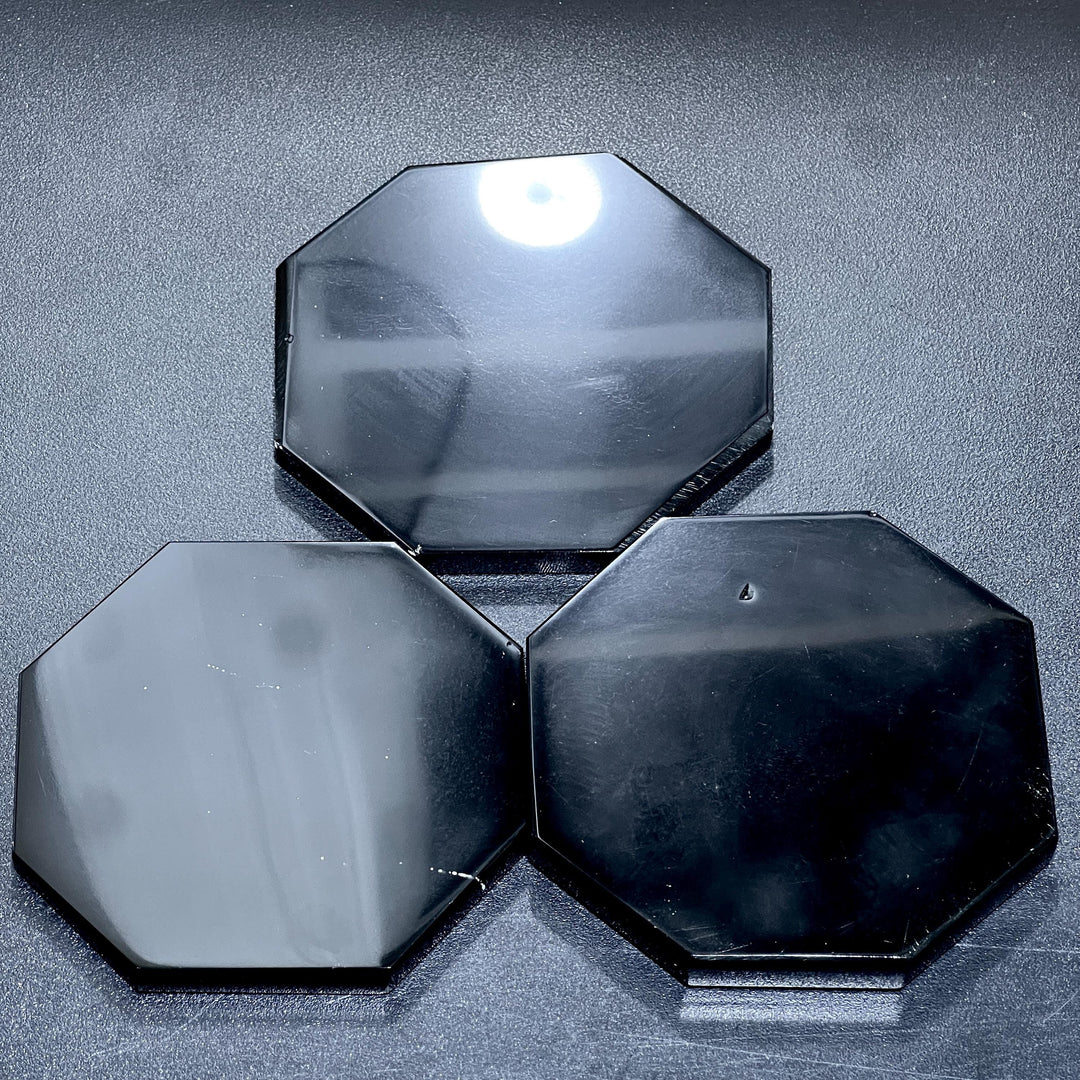 Black Obsidian Octagon Coaster Carving
