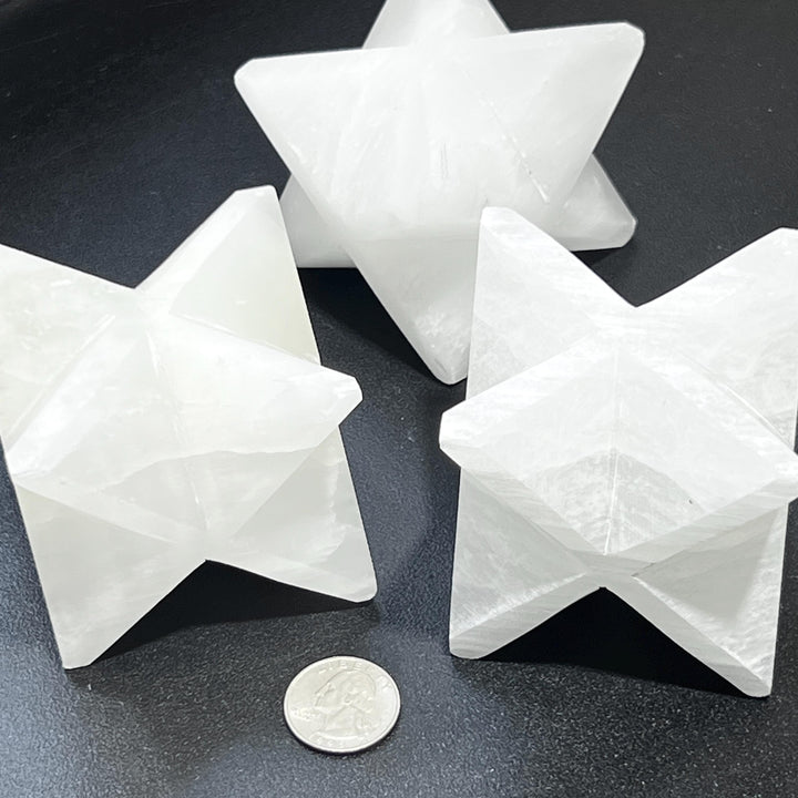 Large Selenite Crystal Merkaba Star Tetrahedron Carving