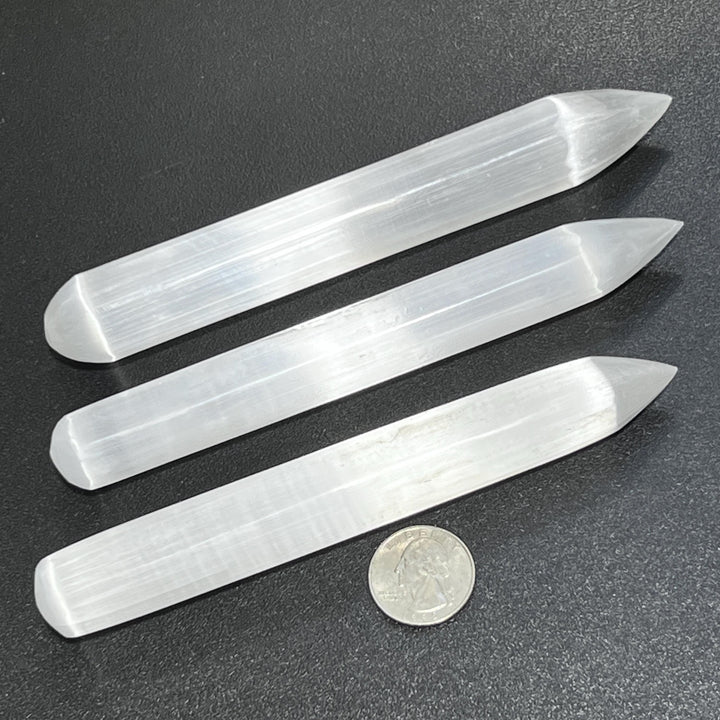 Selenite Satin Spar Crystal Wand Pencil Point Carving