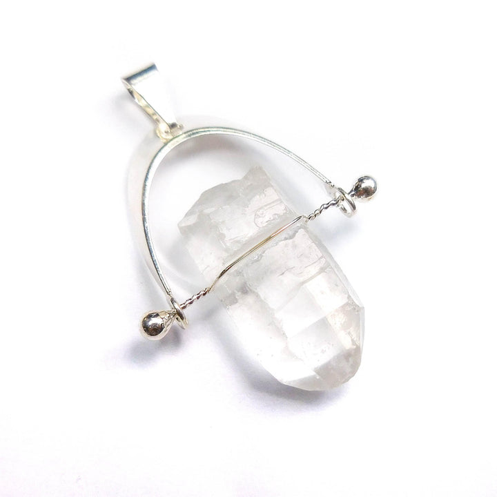 Bulk Wholesale Lot Of 5 Pieces Quartz Crystal Point Arch Swivel Silver Pendant Charm Bead Necklace Supply