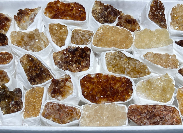 Citrine Crystal Druzy Large Box Flat Clusters Wholesale Bulk Lot Rough Gemstones Raw Crystals Stones