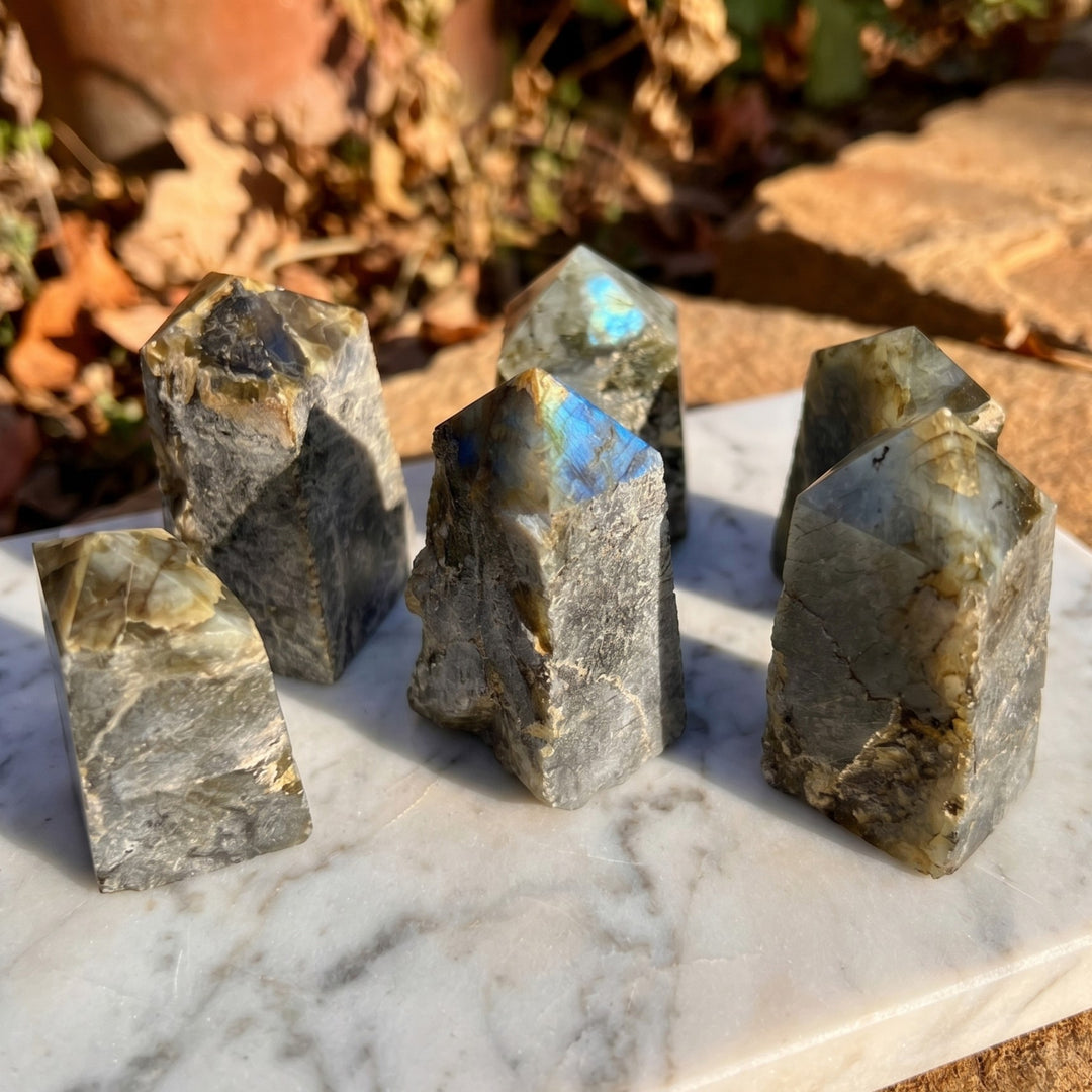 Labradorite Crystal Point Tower Carving (Top Polished)
