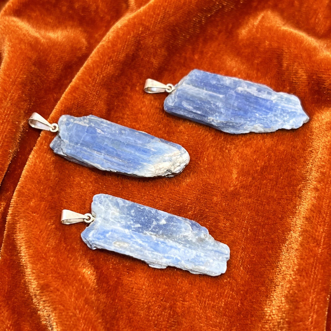 Kyanite Crystal Pendant (Silver Plated Bail)