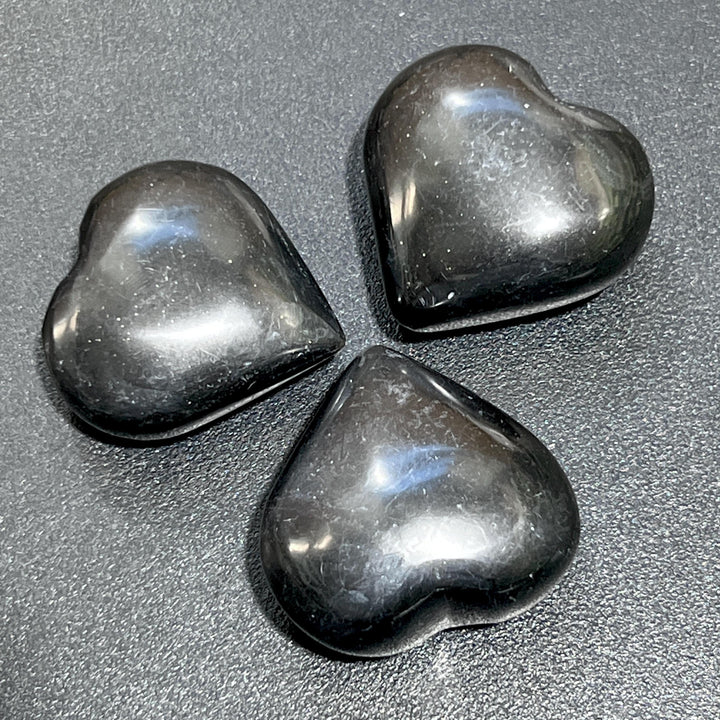 Black Onyx Puffy Heart Crystal Carving