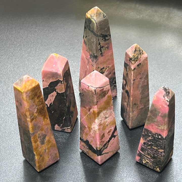 Pink Rhodonite Crystal Tower Point Carving