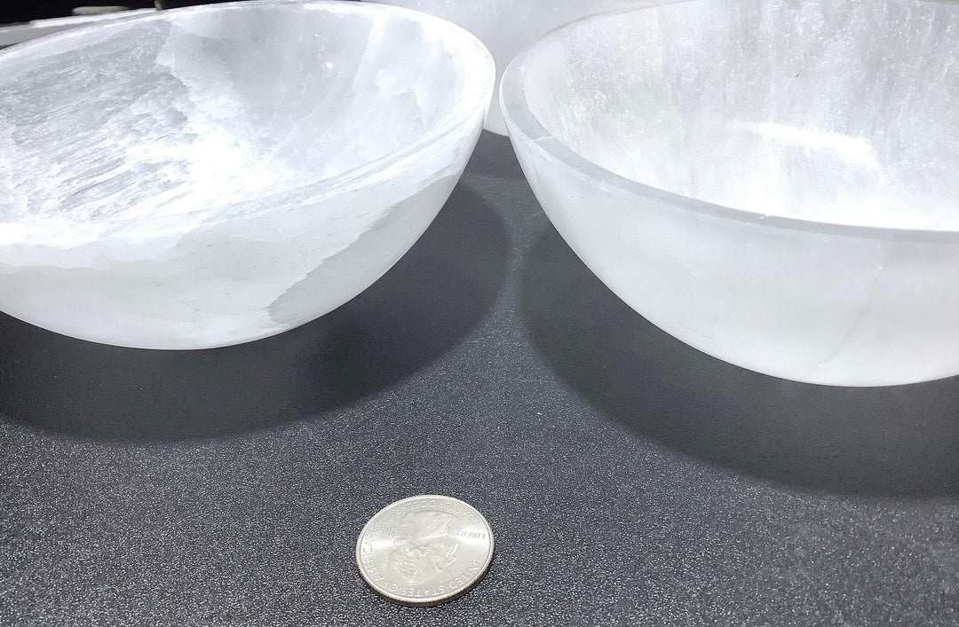 Large Selenite Satin Spar Crystal Bowl Carving (5.5 Inches)