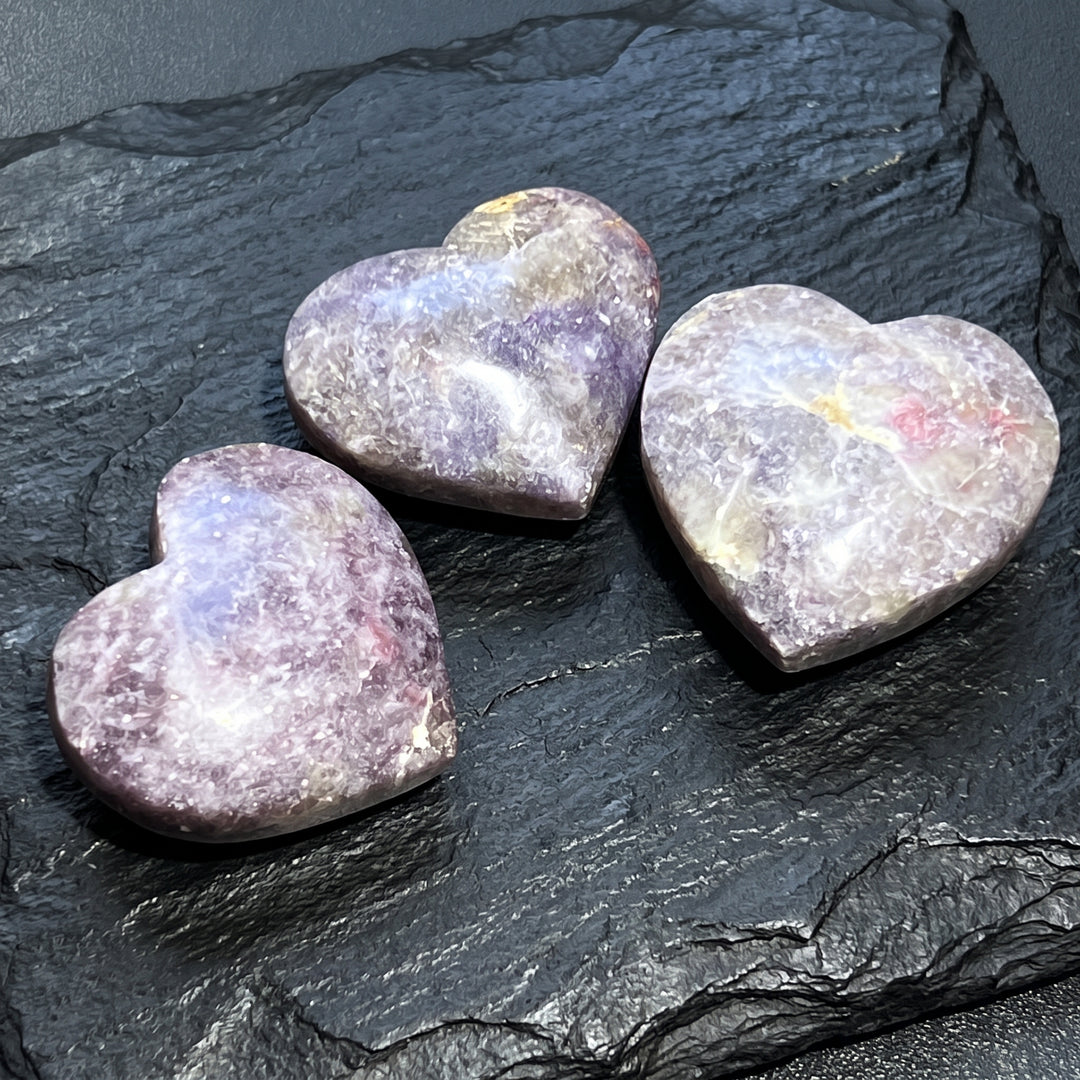 Purple Lilac Unicorn Lepidolite Stone Heart Carving