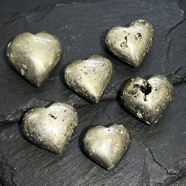 Iron Pyrite Crystal Puffy Heart Carving