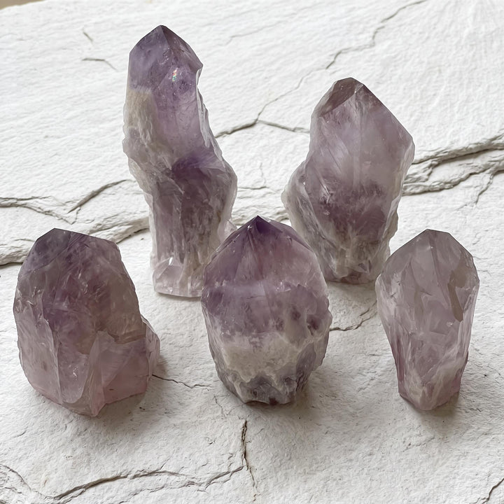 Large Smoky Amethyst Crystal Point Rough Standing Tower Carving
