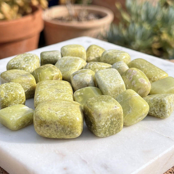 Green Serpentine Tumbled Stones (By The Piece or Pound)