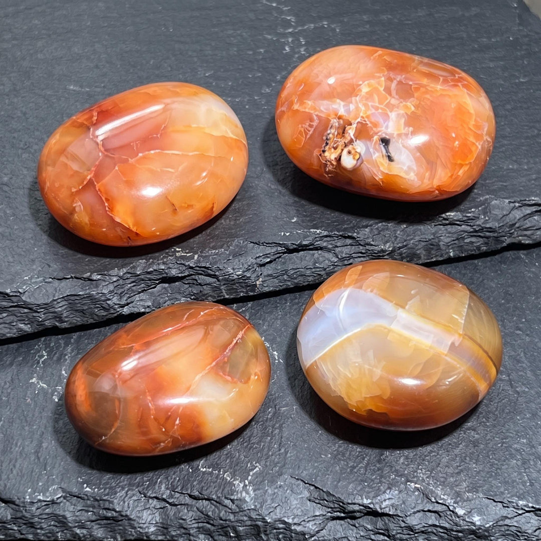 Large Red Carnelian Crystal Tumbled Palm Stone Carving