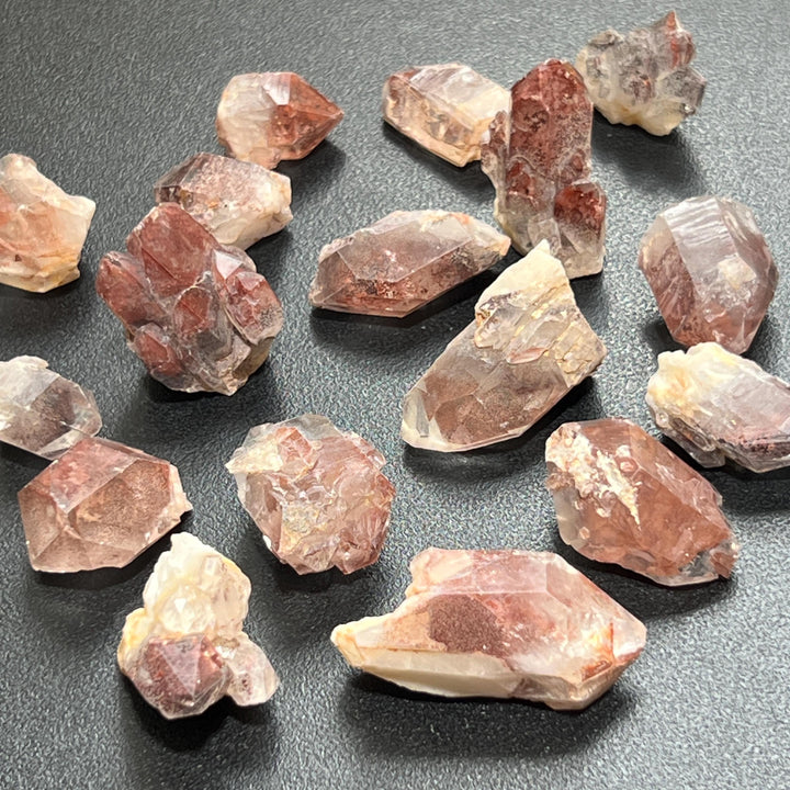 Red Hematoid Fire Quartz Crystal Rough Points And Clusters