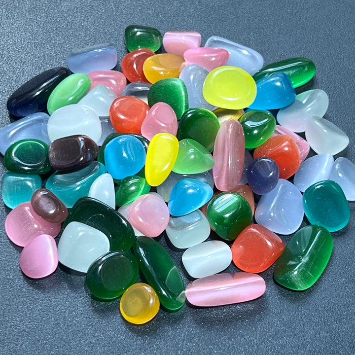 Cats Eye Glass Tumbled (1 Kilo)(2.2 LBs) Bulk Wholesale Lot Polished Rainbow Gemstones Healing Crystals And Stones