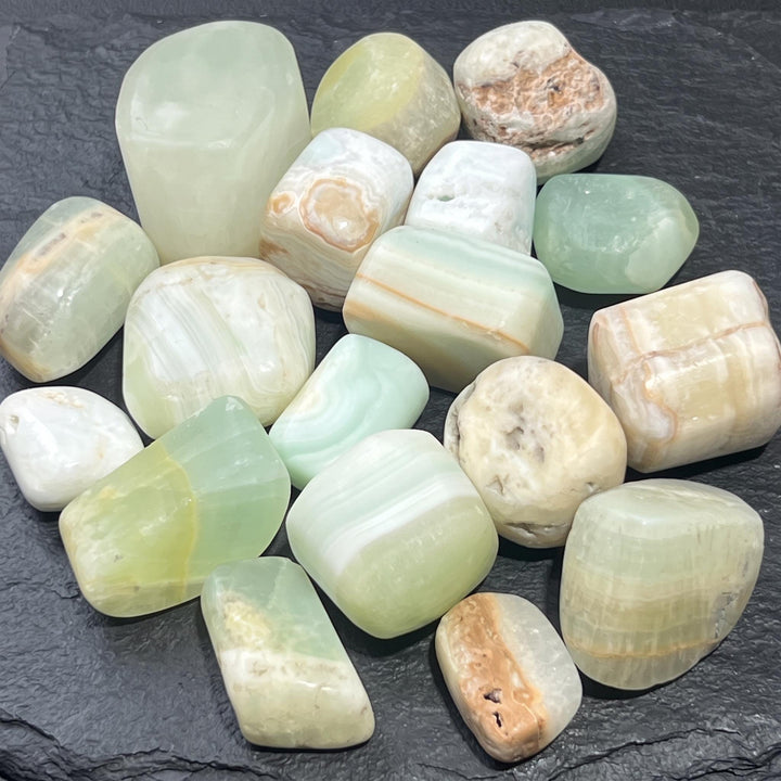 Green Blue Banded Calcite Tumbled Stones (By The Piece or Pound)
