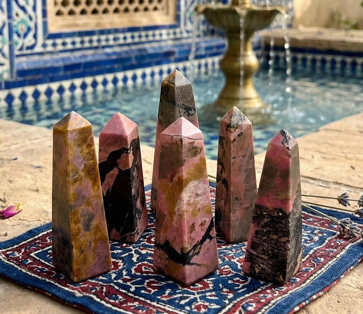 Pink Rhodonite Crystal Tower Point Carving