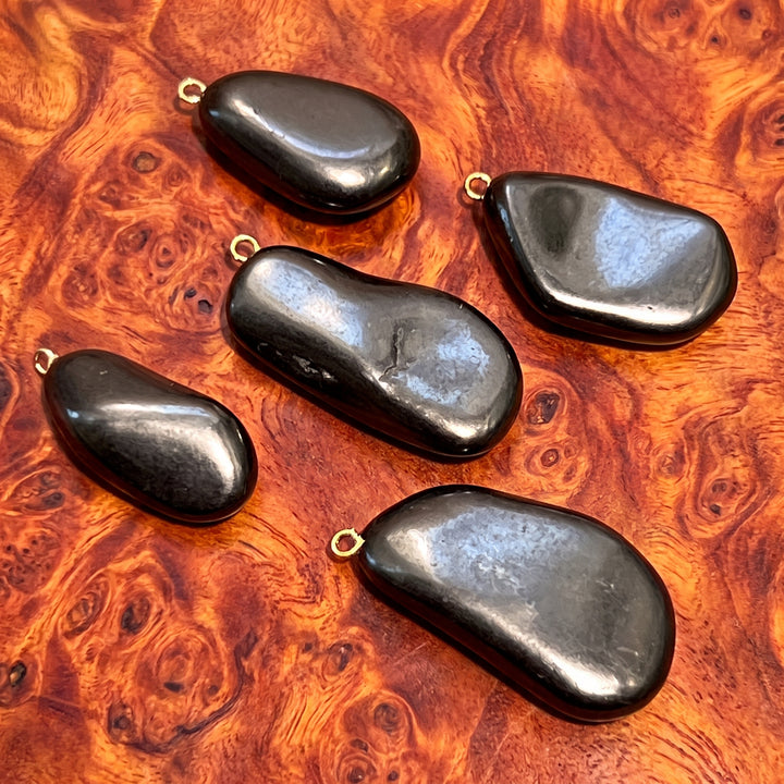 Black Shungite Freeform Pendant Beads
