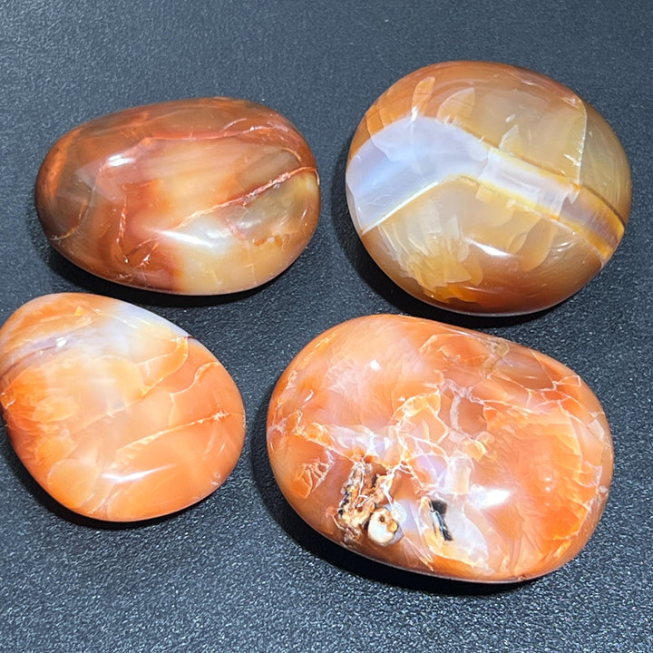 Large Red Carnelian Crystal Tumbled Palm Stone Carving