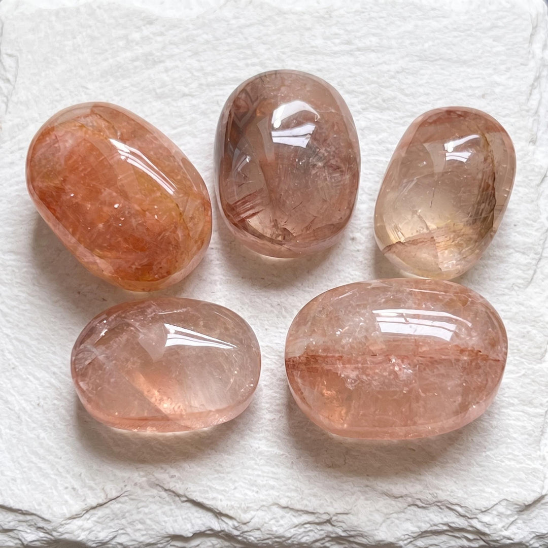 Fire Quartz Crystal Palm Stone Tumbled Carving