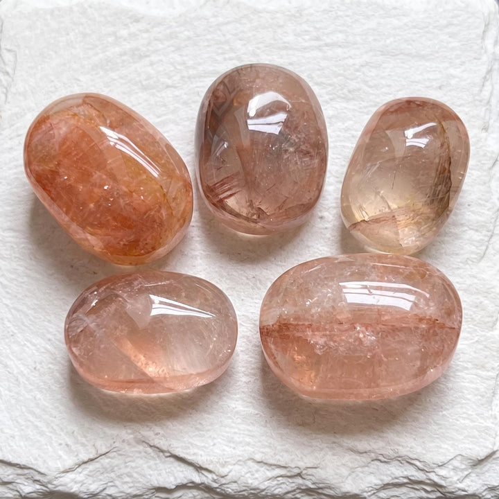 Fire Quartz Crystal Palm Stone Tumbled Carving