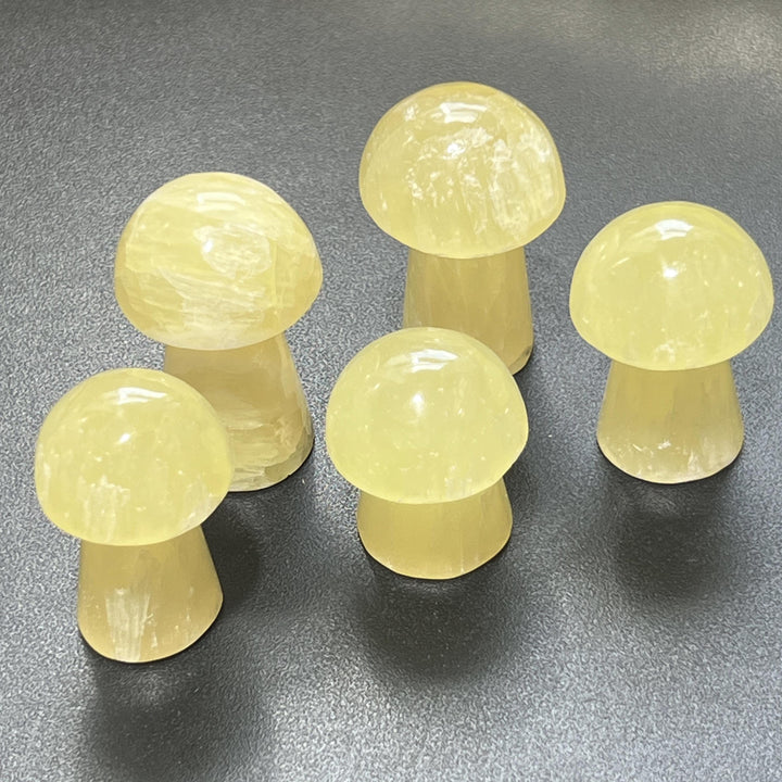 Yellow Calcite Crystal Mushroom Carving