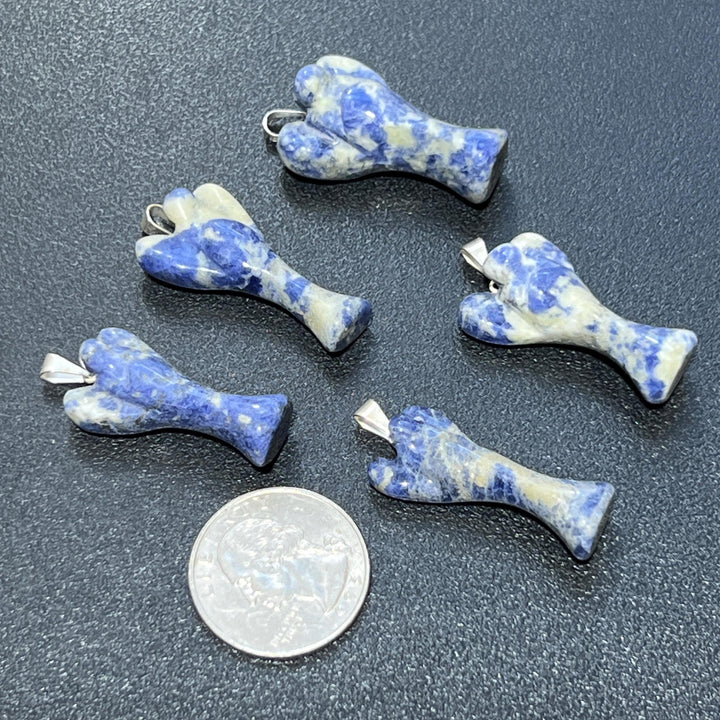 Blue Sodalite Crystal Angel Pendant (Silver Bail)