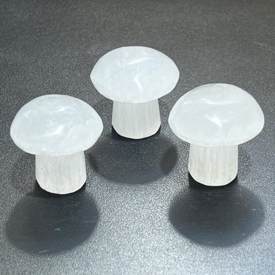 Selenite Satin Spar Mushroom Crystal Carving