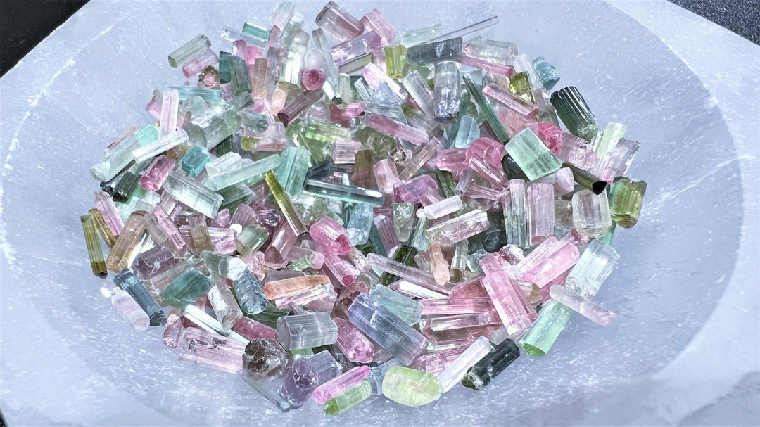 Bicolored Multicolored Tourmaline Crystals ( 15 Gram Lot ) Natural Gemstones Crystals Watermelon